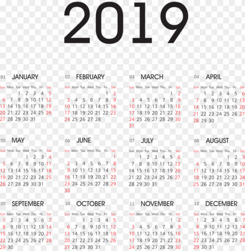 2019 Calendar PNG Images