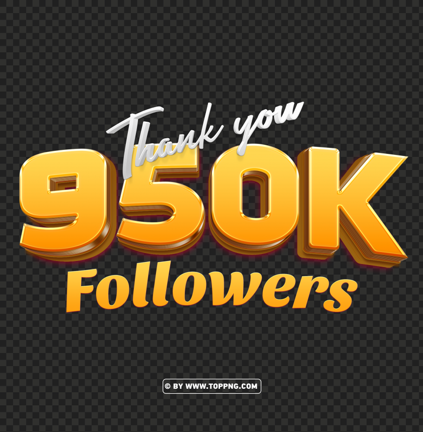 950k Followers Gold Thank You Png File