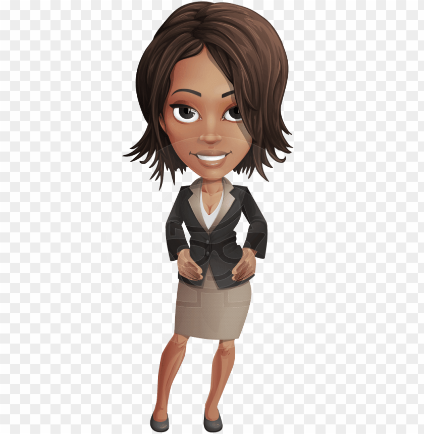 African American Female With Black Coat Vector Character Free Woman Cartoon Character PNG Image With Transparent Background