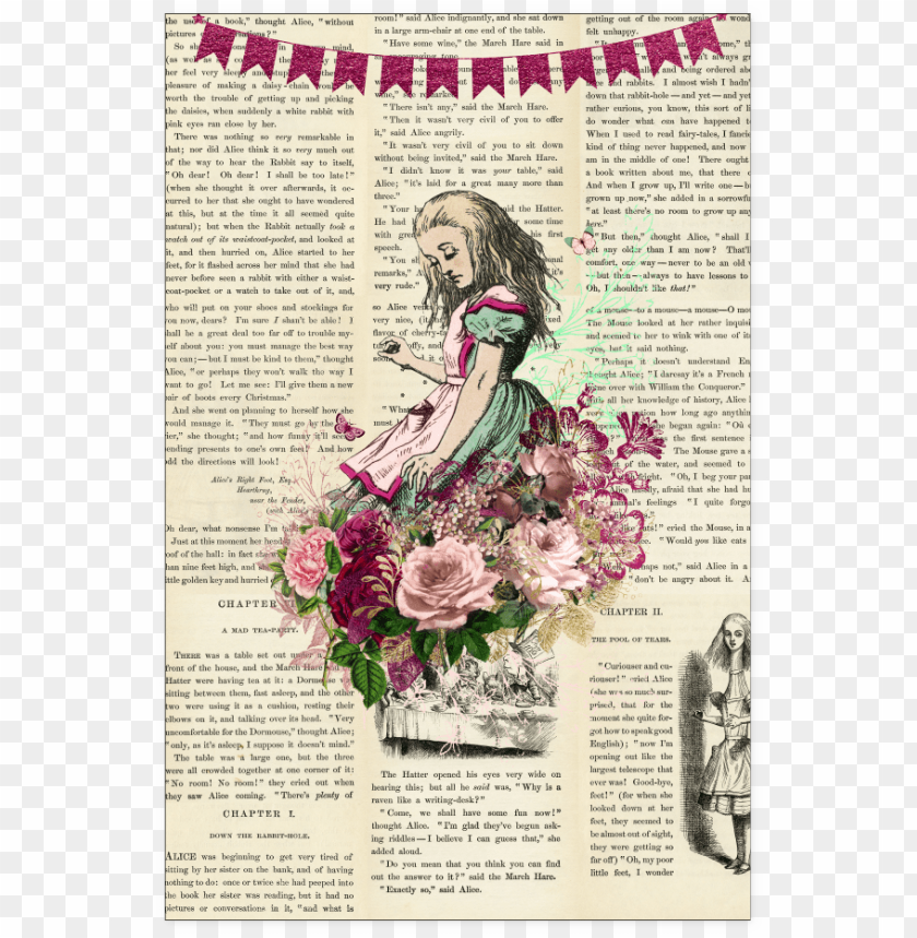 Alice's Adventures In Wonderland Poster Alice In Wonderland Vintage Style Poster PNG Image With Transparent Background