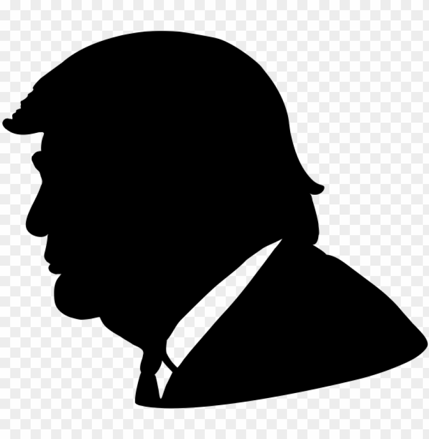 Black Donald Trump Face Silhouette Side View PNG Image With Transparent Background