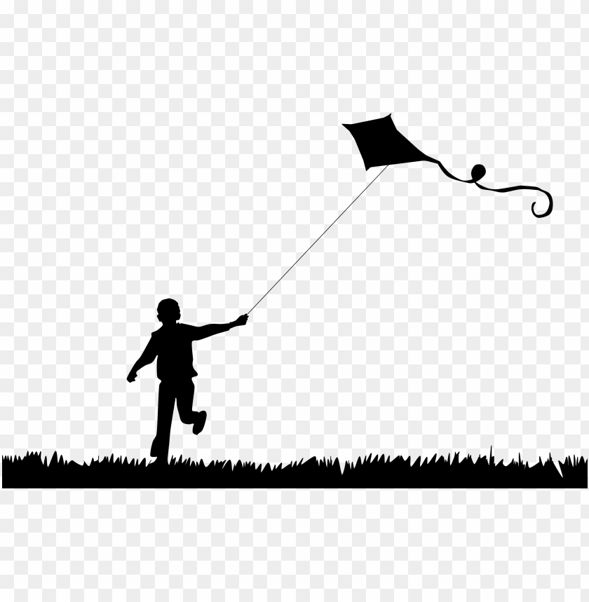 Boy Flying Kite Silhouette Flying A Kite Silhouette PNG Image With Transparent Background