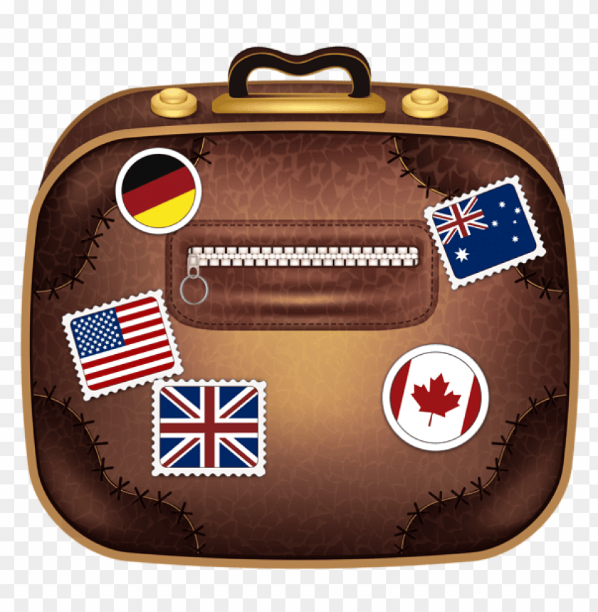 Download Brown Suitcase With Flagspicture Clipart Png Photo  