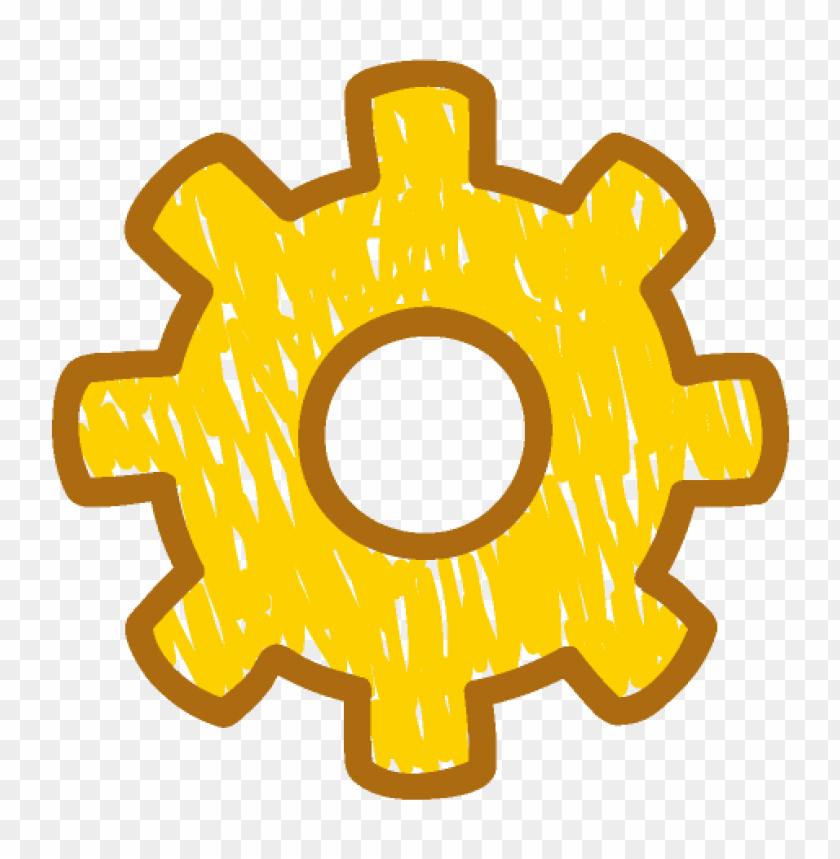 Cartoon Gear Settings Options Yellow Icon PNG Image With Transparent Background