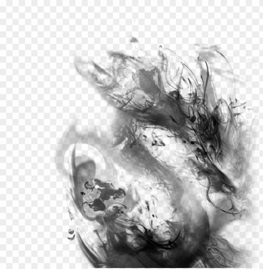 Chinese Dragon Black Smoke Illustration Art PNG Image With Transparent Background