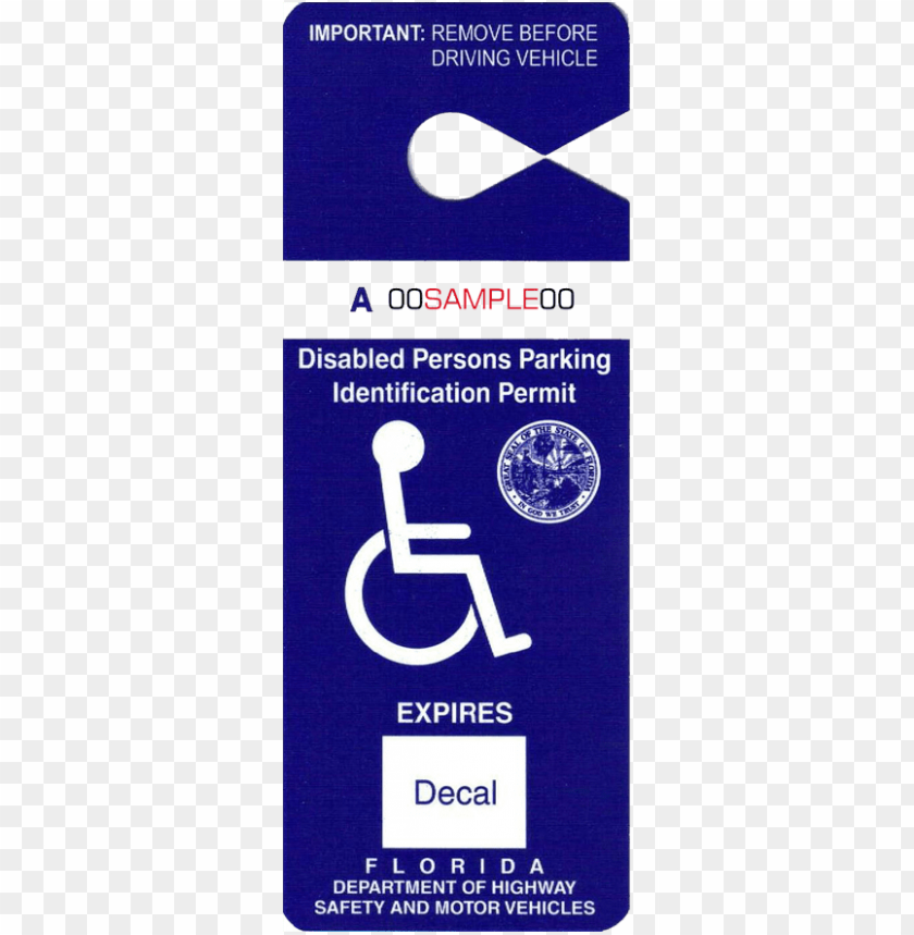 Ermanent Disabled Parking Permit Florida Handicap Placard PNG Image With Transparent Background