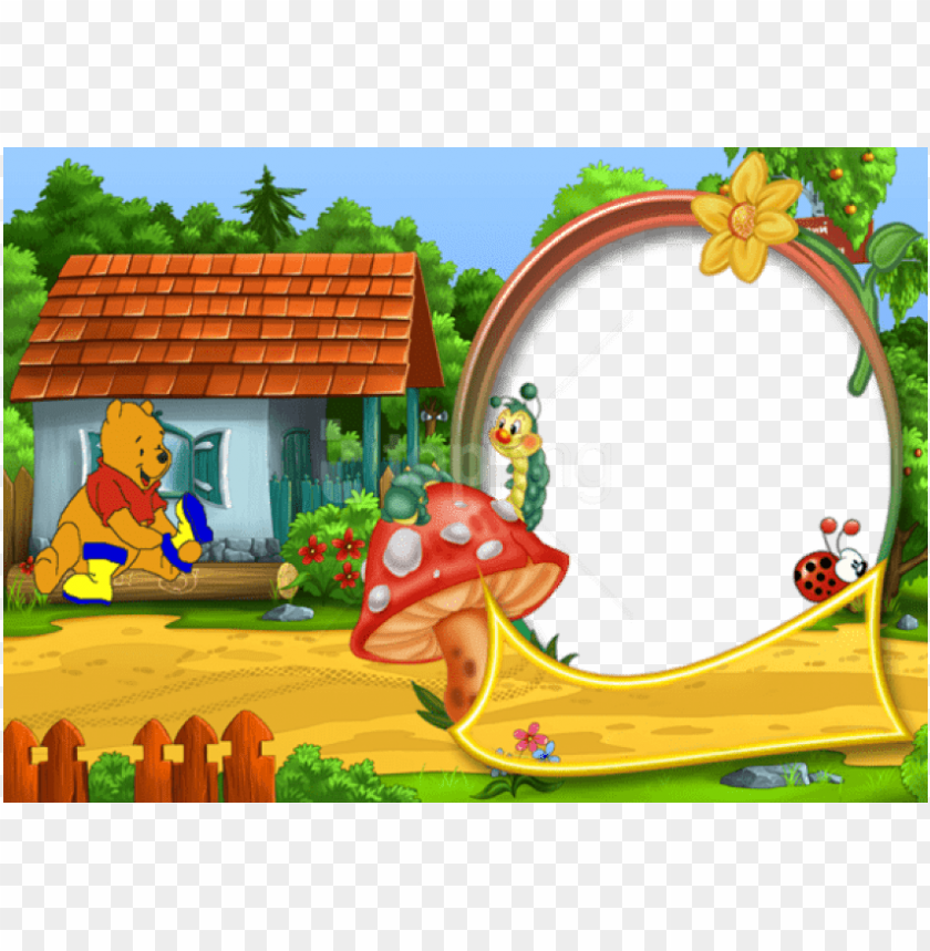 Free Png Best Stock Photos Cute Png Kids Photo Frame Winnie The Pooh Background PNG Image With Transparent Background