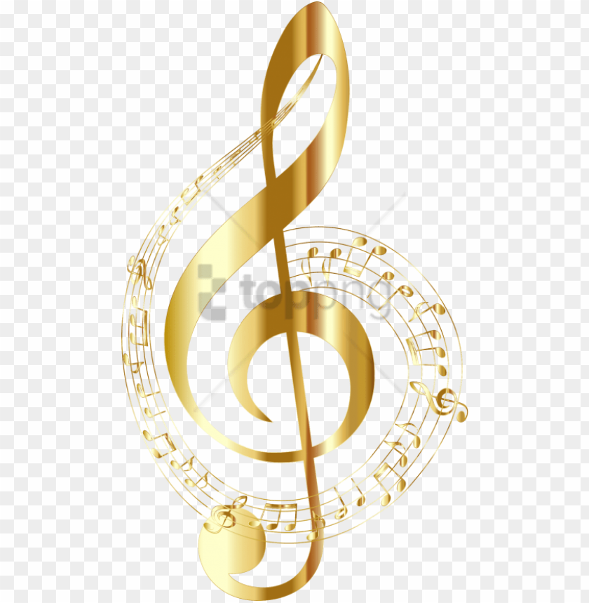 Free Png Gold Music Notes Png Png Image With Transparent Golden Treble Clef PNG Image With Transparent Background