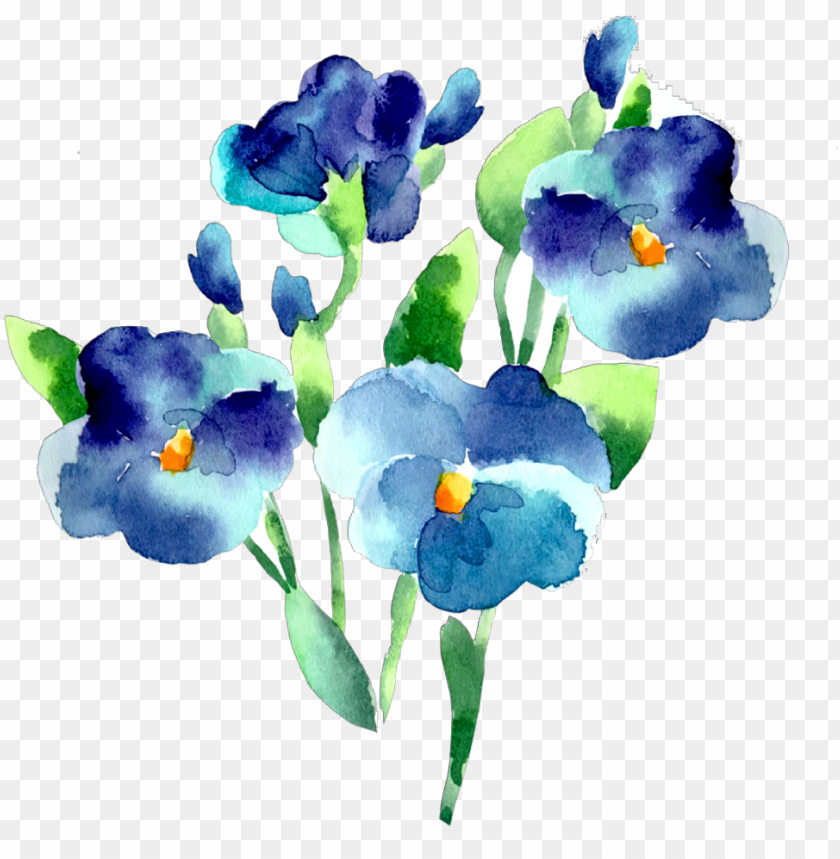 Ftestickers Watercolor Flowers Blue Teal Watercolor Blue Flower Vector PNG Image With Transparent Background