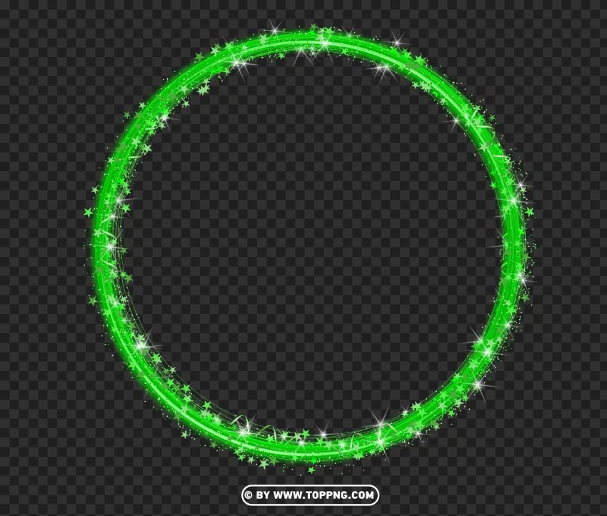 Glowing Green Sparkle Circle Frame Effect PNG Image