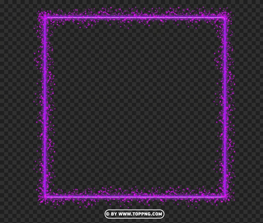 Glowing Purple Sparkle Square Frame Effect PNG Image