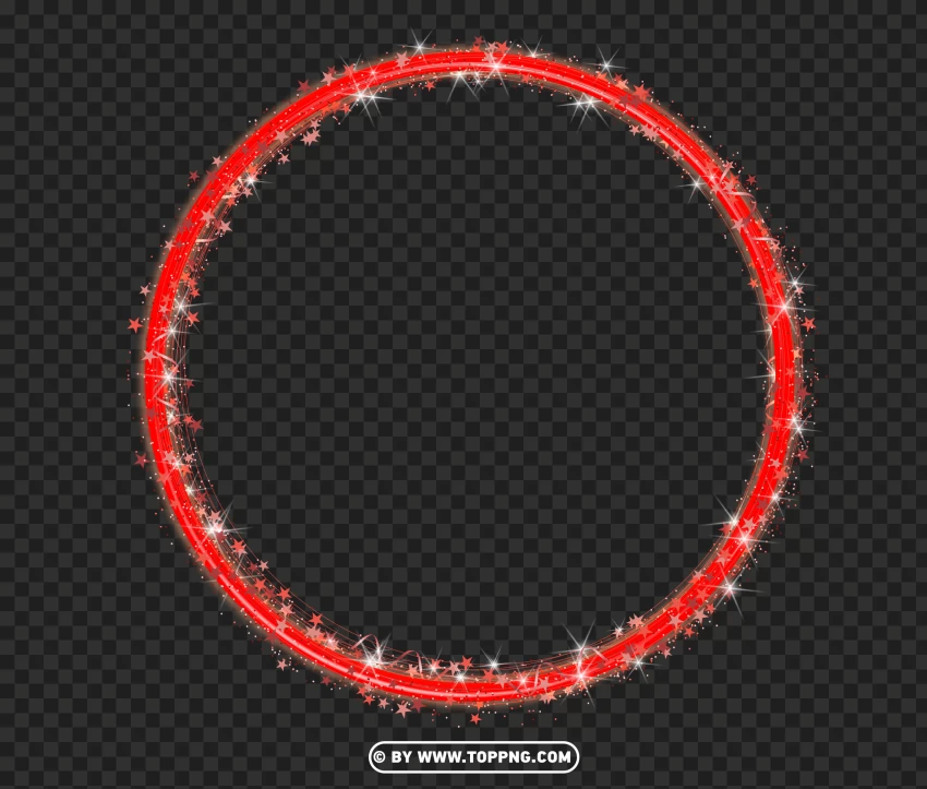 Glowing Red Sparkle Circle Frame Effect PNG Image