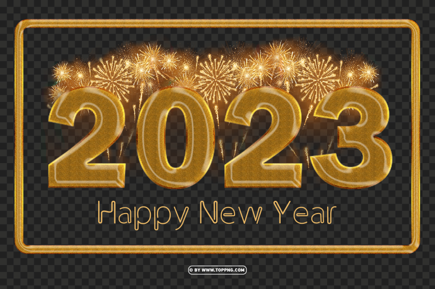 Golden Fireworks 2023 Card Design Png Background
