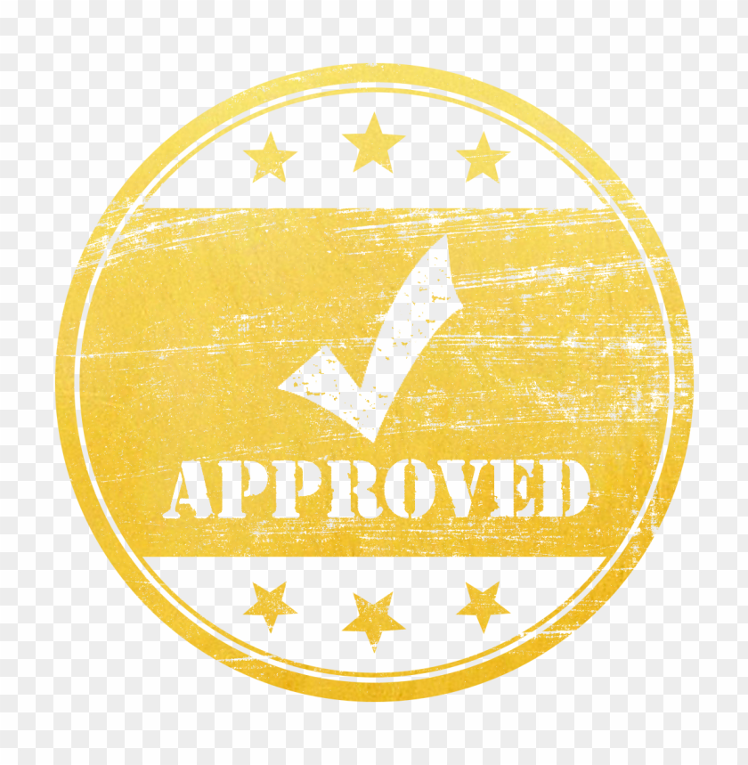 Golden Gold Round Approved Stamp With Check Icon PNG Image With Transparent Background