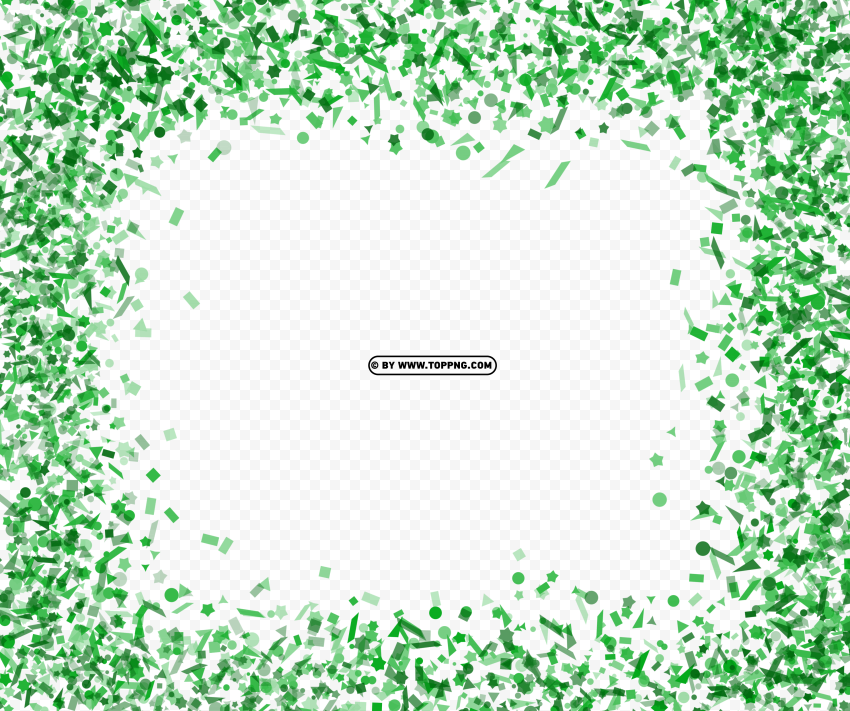 Green Frame Confetti Transparent Png