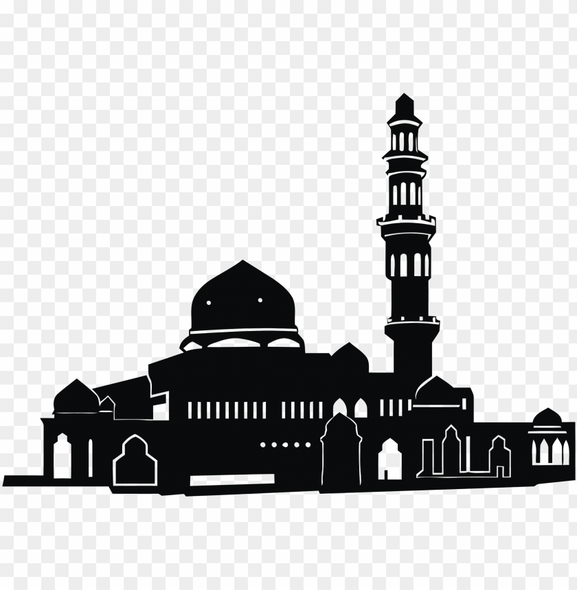 Islamic Black Silhouette Masjid Mosque Vector PNG Image With Transparent Background