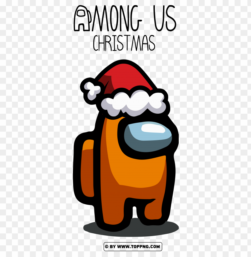 Orange Among Us Crewmate Character With Santa Hat Png