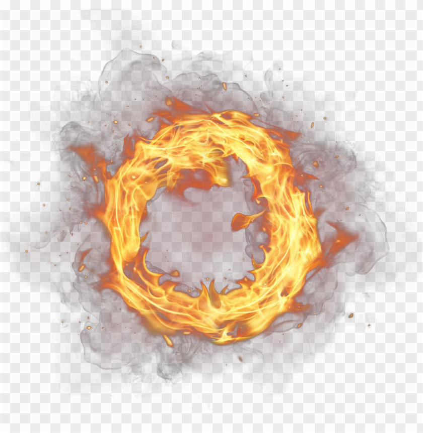 Outline Circle Frame Border Flame Fire With Smoke PNG Image With Transparent Background