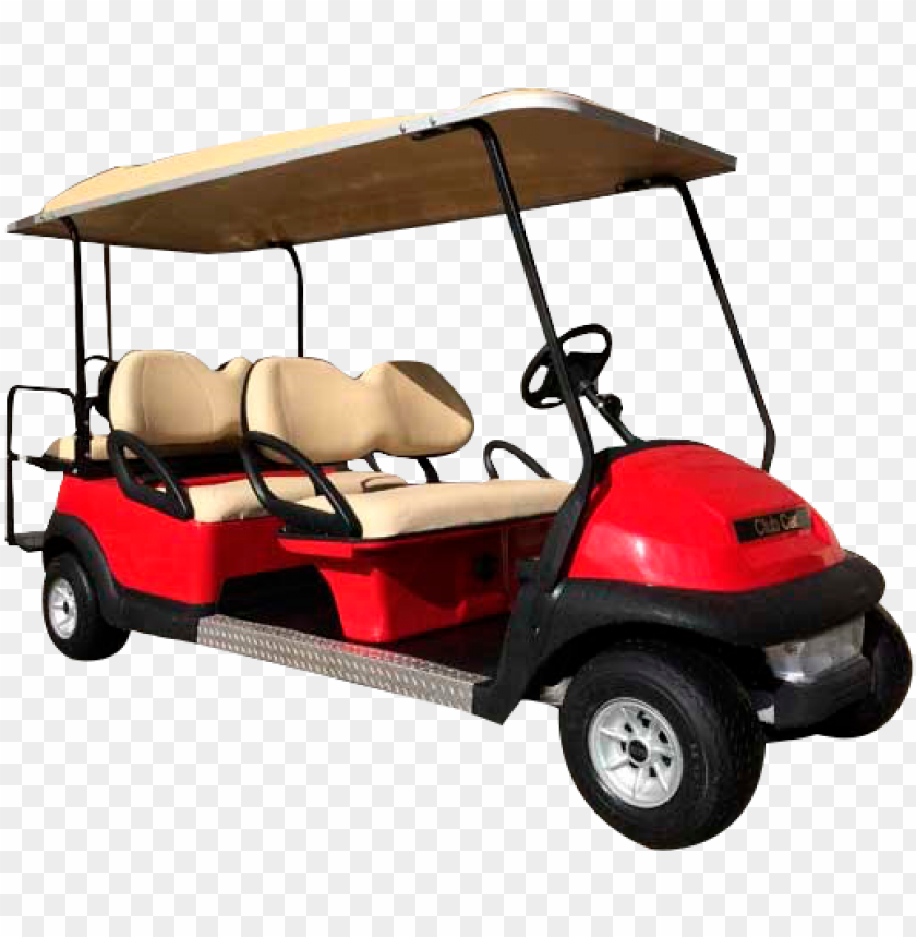 Red And Beige Golf Buggy Cart Limo 6 Passengers PNG Image With Transparent Background