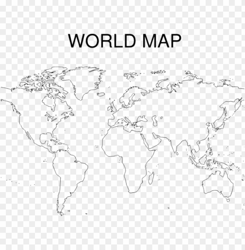 World Map Clipart Dark Outline World High Quality Printable World Map Outline PNG Image With Transparent Background